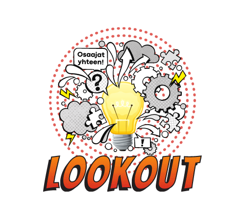 lamppu, josta lähtee erilaisia työkaluja eri suuntiin ja teksti lookout