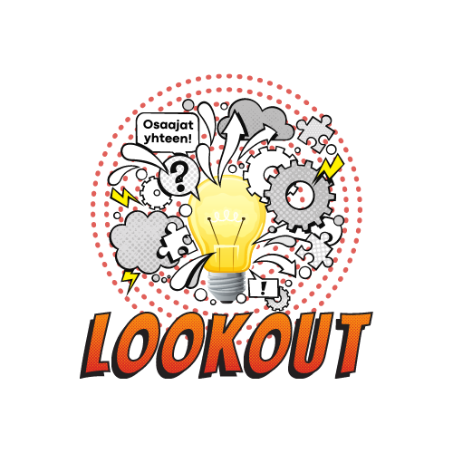 lamppu, josta lähtee erilaisia työkaluja eri suuntiin ja teksti lookout